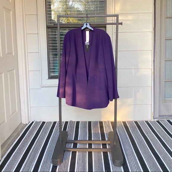 Akris Women's Purple Wool Bellezza V Neck Jacket - Picture 7 of 11